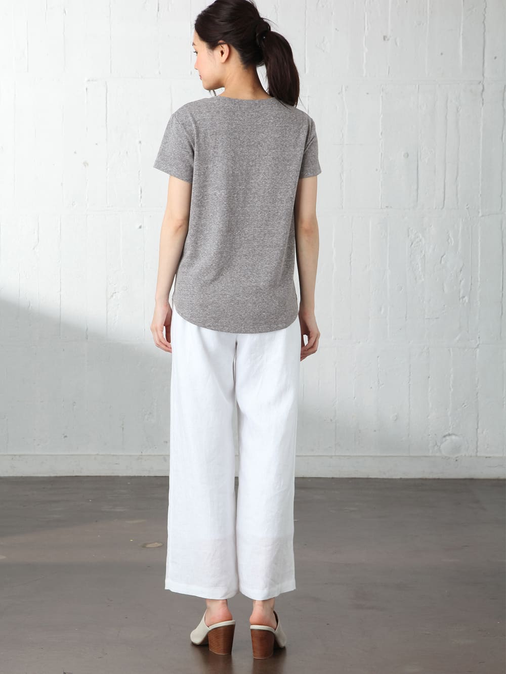 マタニティ トップス|スラブ風素材　VネックTシャツ　マタニティ・授乳服【出産後も長く使える】