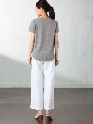 マタニティ トップス|スラブ風素材　VネックTシャツ　マタニティ・授乳服【出産後も長く使える】