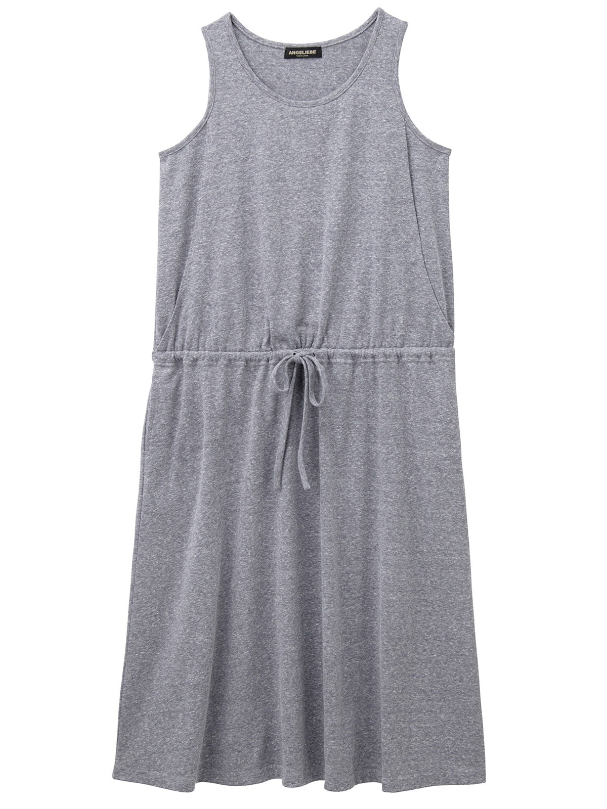 マタニティ ワンピース|スラブ風素材　ノースリーブマキシワンピース　マタニティ・授乳服【出産後も長く使える】|杢ネイビー