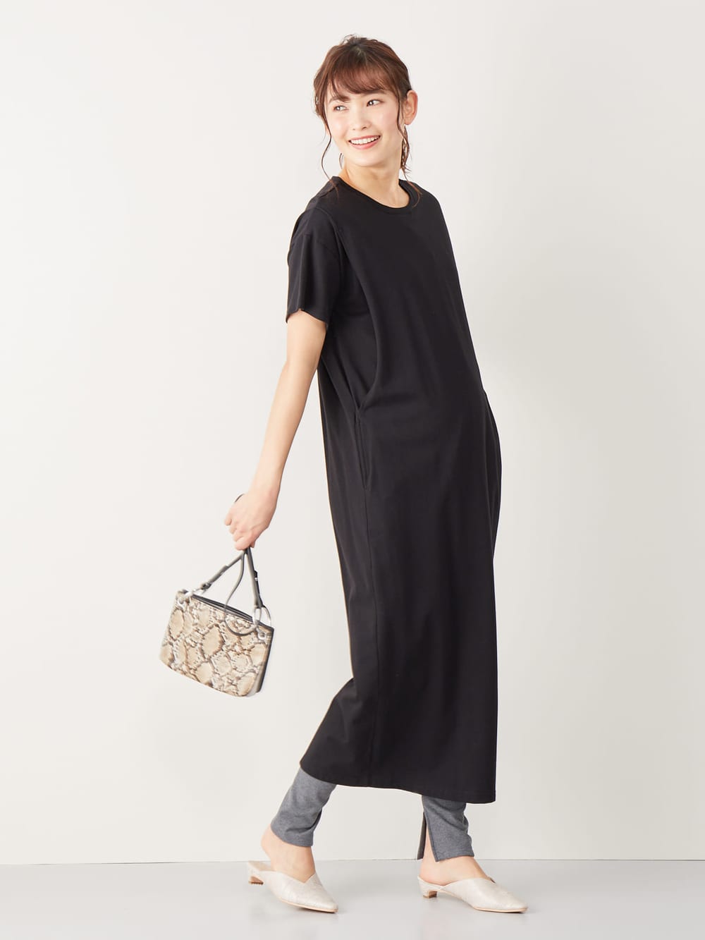 マタニティ ワンピース 授乳口付 半袖マキシワンピース マタニティウェア 授乳服通販 エンジェリーベ 公式