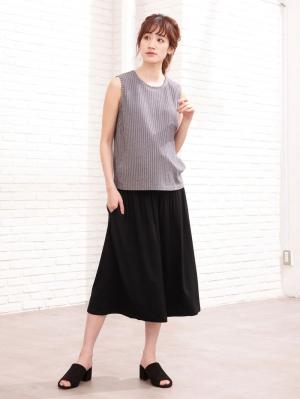 マタニティ パンツ|【産前産後対応】極上とろみタッチミモレ丈スカンツ【出産後も長く使える】