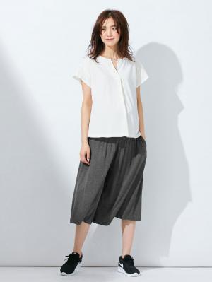 マタニティ パンツ|【産前産後対応】極上とろみタッチミモレ丈スカンツ【出産後も長く使える】