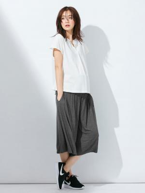 マタニティ パンツ|【産前産後対応】極上とろみタッチミモレ丈スカンツ【出産後も長く使える】