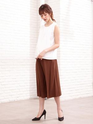 マタニティ パンツ|【産前産後対応】極上とろみタッチミモレ丈スカンツ【出産後も長く使える】