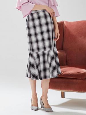 マタニティ スカート|ain（アイン）【産前産後対応】産後も可愛く　綿ツイルソフトラッフルスカート【出産後も長く使える】|チェック