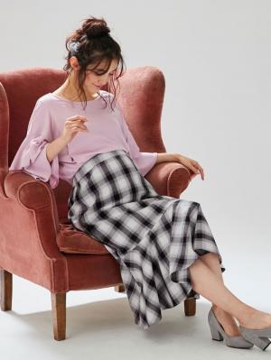 マタニティ スカート|ain（アイン）【産前産後対応】産後も可愛く　綿ツイルソフトラッフルスカート【出産後も長く使える】|チェック