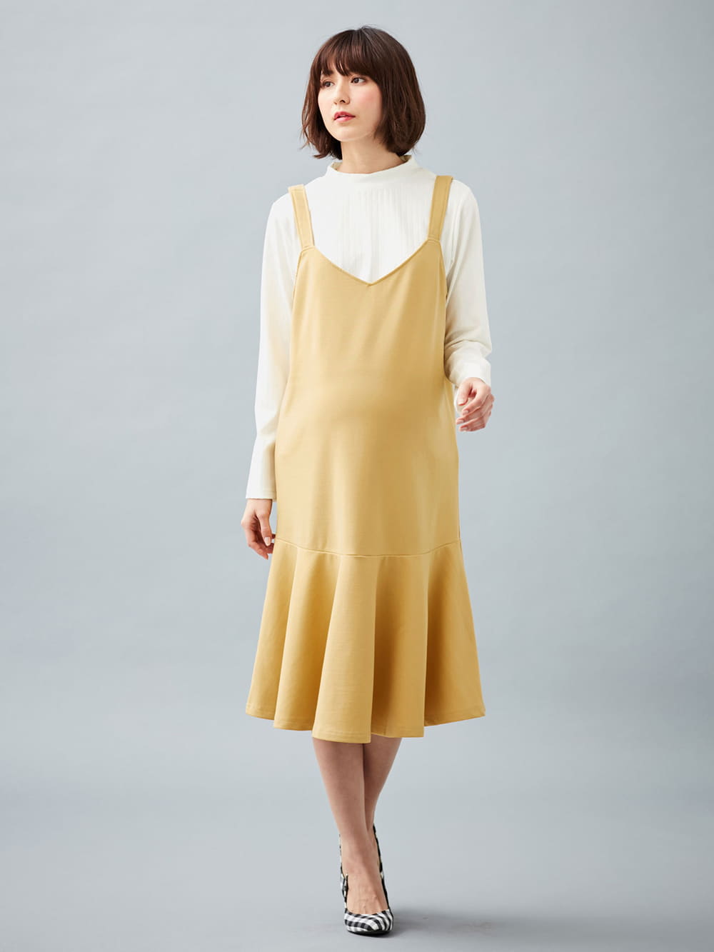 株主優待カテゴリー|ain(アイン)【授乳しやすい】【セット】インナーとれちゃう2WAYソフトラッフルジャンパースカート