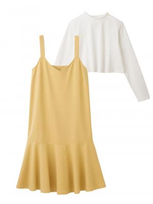 ain（アイン）【授乳しやすい】【セット】インナーとれちゃう2WAYソフトラッフルジャンパースカート22442