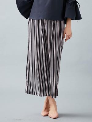 マタニティ ワンピース|LOVE MIC（ラブミック）デシンマルチストライプワイドパンツ【出産後も長く使える】