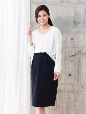 マタニティ ワンピース|LOVE MIC（ラブミック）防汚加工　ブラウス×スリットスカート2WAYワンピース　マタニティ・授乳服【出産後も長く使える】|オフ