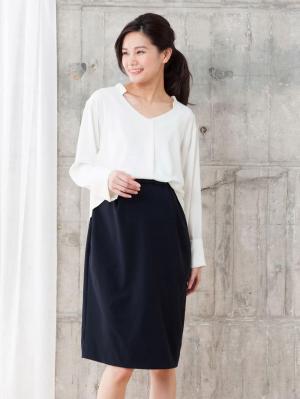 マタニティ ワンピース|LOVE MIC（ラブミック）防汚加工　ブラウス×スリットスカート2WAYワンピース　マタニティ・授乳服【出産後も長く使える】|オフ