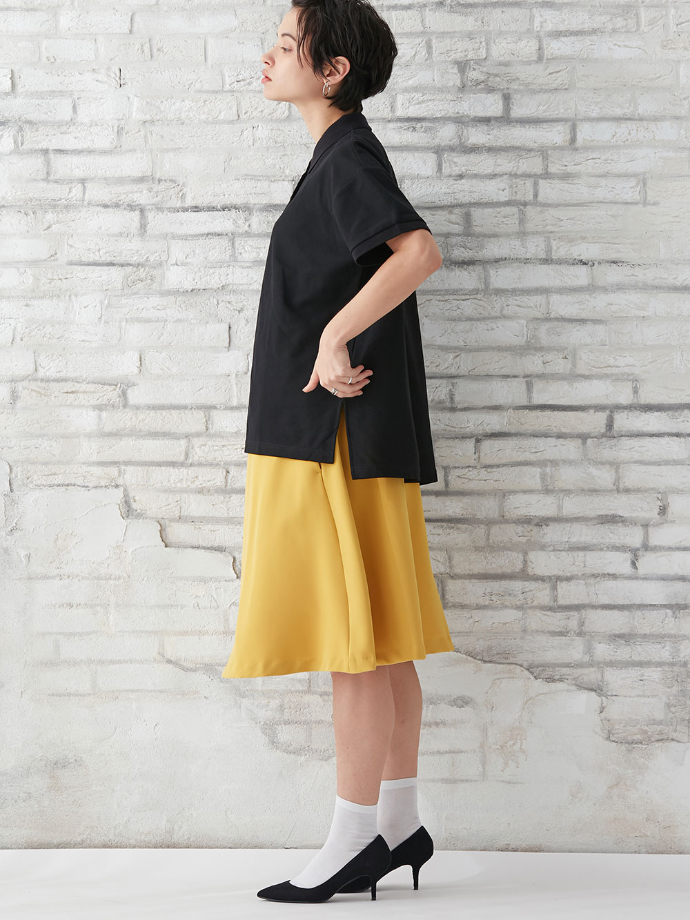 株主優待カテゴリー|LOVE MIC（ラブミック）防汚加工　フレアスカート|イエロー