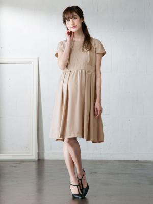 マタニティ ワンピース|LOVE MIC(ラブミック)ウエストリボン バックレースワンピース マタニティ・授乳服【出産後も長く使える】