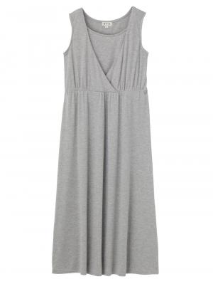 マタニティ ワンピース|ain（アイン）【セット】ストライプオープンショルダートップス×スムースマキシワンピセット　マタニティ・授乳服【出産後も長く使える】|サックス