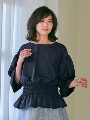 マタニティ トップス|ain(アイン)バックレースアップシャーリングトップス マタニティ・授乳服【出産後も長く使える】|ネイビー