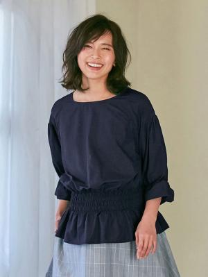 マタニティ トップス|ain(アイン)バックレースアップシャーリングトップス マタニティ・授乳服【出産後も長く使える】|ネイビー