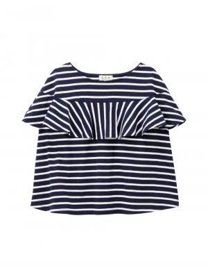 マタニティ ワンピース|ain(アイン)【セット】ボーダーフリルトップス×スカートセット マタニティ・授乳服【出産後も長く使える】|ネイビー