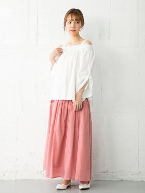 マタニティ トップス|【マタニティ・授乳服】ain（アイン）麻調エステル3WAYオフショルダートップス【出産後も長く使える】|オフ