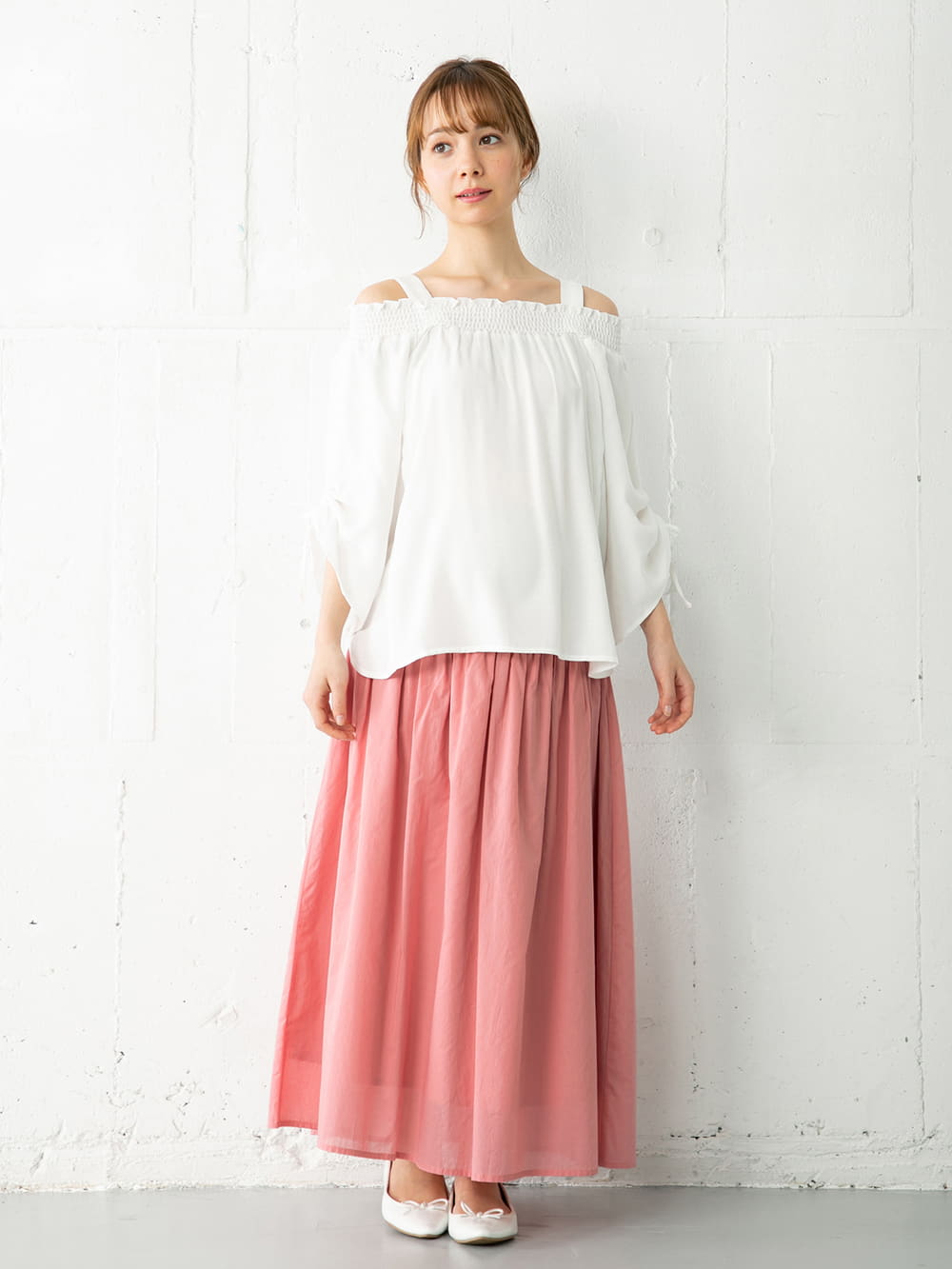 マタニティ トップス|【マタニティ・授乳服】ain（アイン）麻調エステル3WAYオフショルダートップス【出産後も長く使える】|オフ