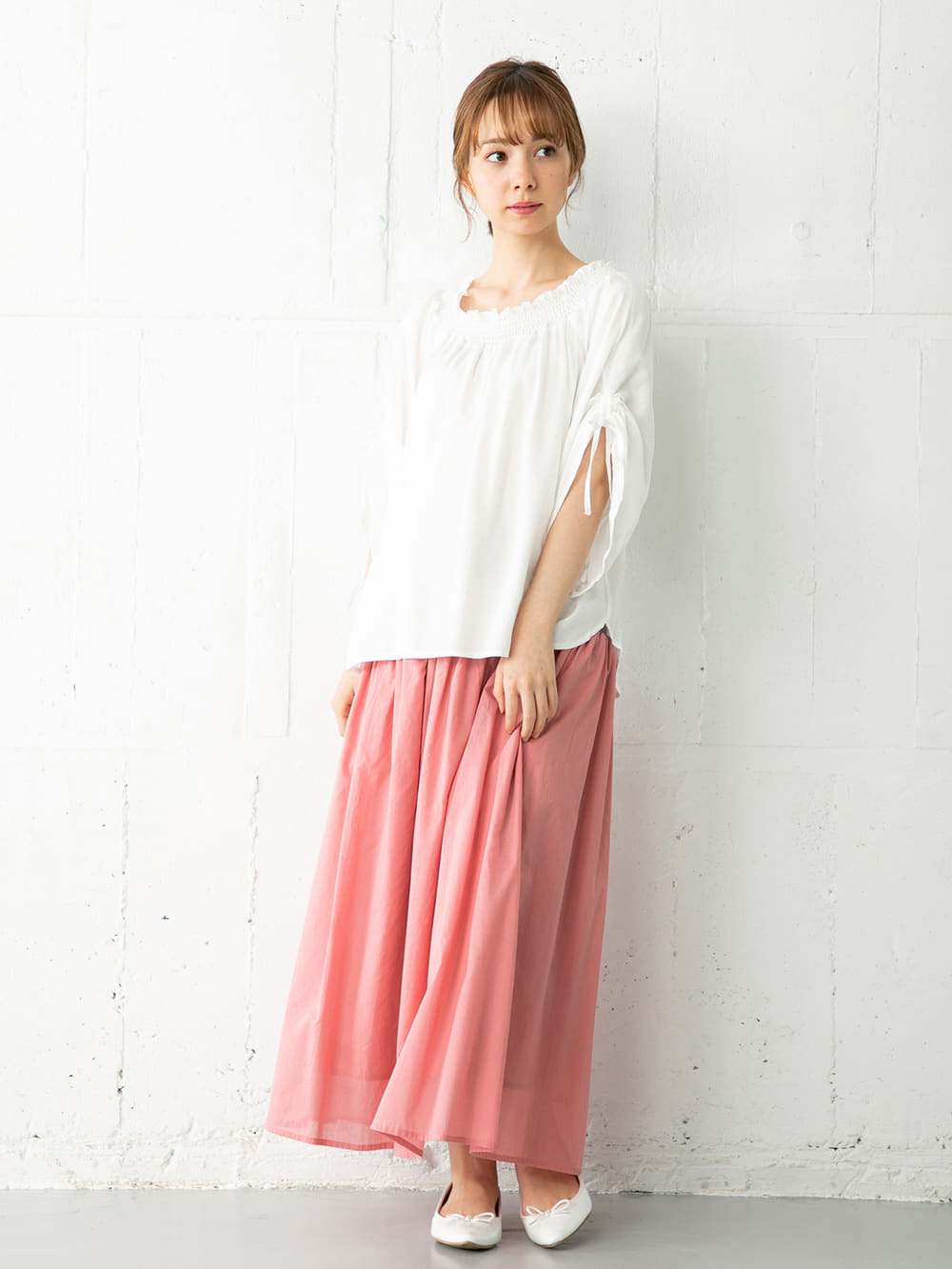 マタニティ トップス|【マタニティ・授乳服】ain（アイン）麻調エステル3WAYオフショルダートップス【出産後も長く使える】|オフ