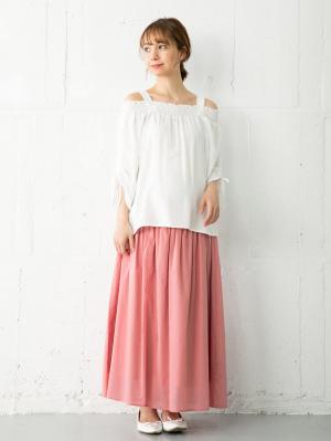 マタニティ トップス|【マタニティ・授乳服】ain（アイン）麻調エステル3WAYオフショルダートップス【出産後も長く使える】|オフ