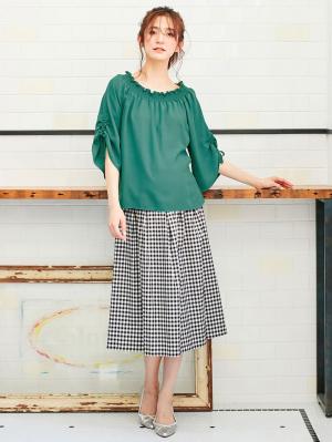 マタニティ トップス|【マタニティ・授乳服】ain（アイン）麻調エステル3WAYオフショルダートップス【出産後も長く使える】|グリーン
