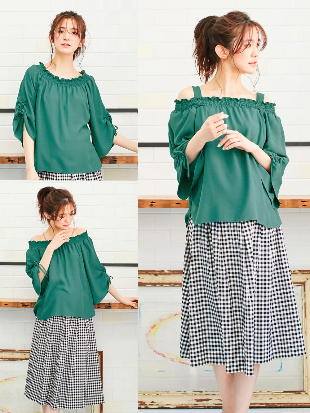 A I N 授乳口付 麻調エステル3wayオフショルダートップス マタニティウェア 授乳服通販 エンジェリーベ 公式