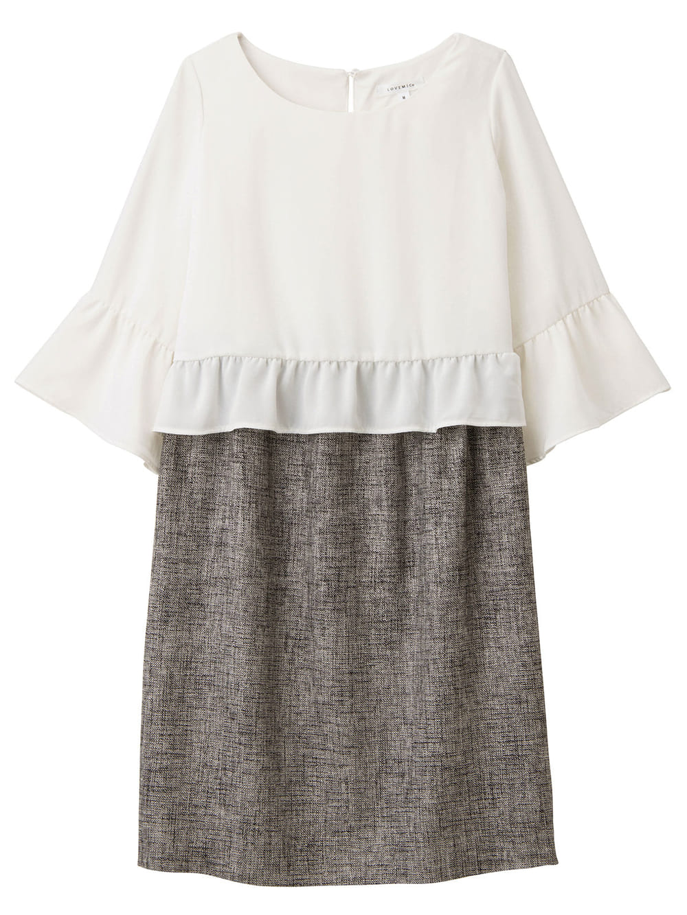 マタニティ ワンピース|LOVE MIC（ラブミック）ラメツイード袖フレアワンピース　マタニティ・授乳服【出産後も長く使える】