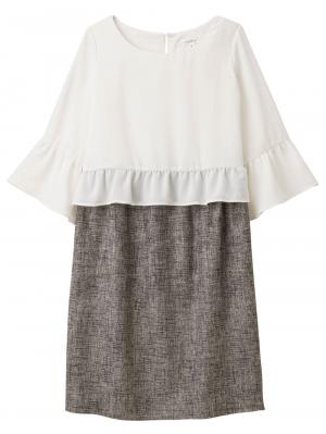 マタニティ ワンピース|LOVE MIC（ラブミック）ラメツイード袖フレアワンピース　マタニティ・授乳服【出産後も長く使える】