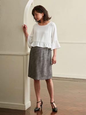 マタニティ ワンピース|LOVE MIC（ラブミック）ラメツイード袖フレアワンピース　マタニティ・授乳服【出産後も長く使える】