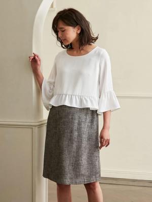 マタニティ ワンピース|LOVE MIC（ラブミック）ラメツイード袖フレアワンピース　マタニティ・授乳服【出産後も長く使える】