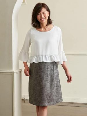 マタニティ ワンピース|LOVE MIC（ラブミック）ラメツイード袖フレアワンピース　マタニティ・授乳服【出産後も長く使える】