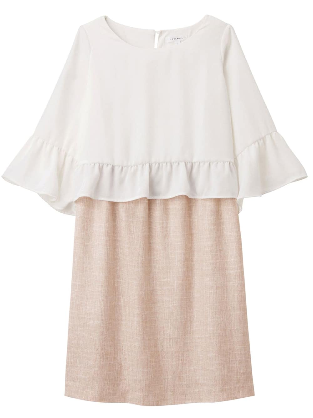 マタニティ ワンピース|LOVE MIC（ラブミック）ラメツイード袖フレアワンピース　マタニティ・授乳服【出産後も長く使える】