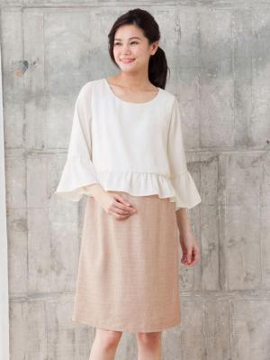マタニティ ワンピース|LOVE MIC（ラブミック）ラメツイード袖フレアワンピース　マタニティ・授乳服【出産後も長く使える】