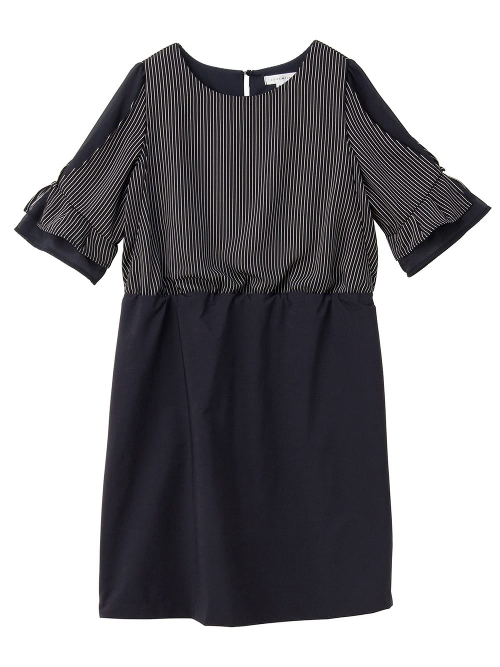 マタニティ ワンピース|【マタニティ・授乳服】LOVE MIC（ラブミック）接触冷感ひんやりウォッシャブル　袖シフォンワンピース【出産後も長く使える】|ネイビー