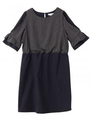 マタニティ ワンピース|【マタニティ・授乳服】LOVE MIC（ラブミック）接触冷感ひんやりウォッシャブル　袖シフォンワンピース【出産後も長く使える】|ネイビー