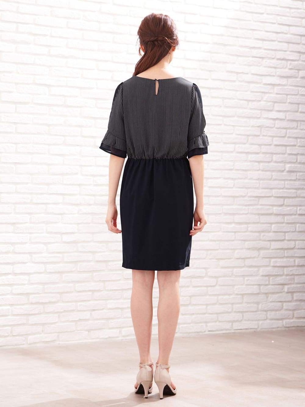 マタニティ ワンピース|【マタニティ・授乳服】LOVE MIC（ラブミック）接触冷感ひんやりウォッシャブル　袖シフォンワンピース【出産後も長く使える】