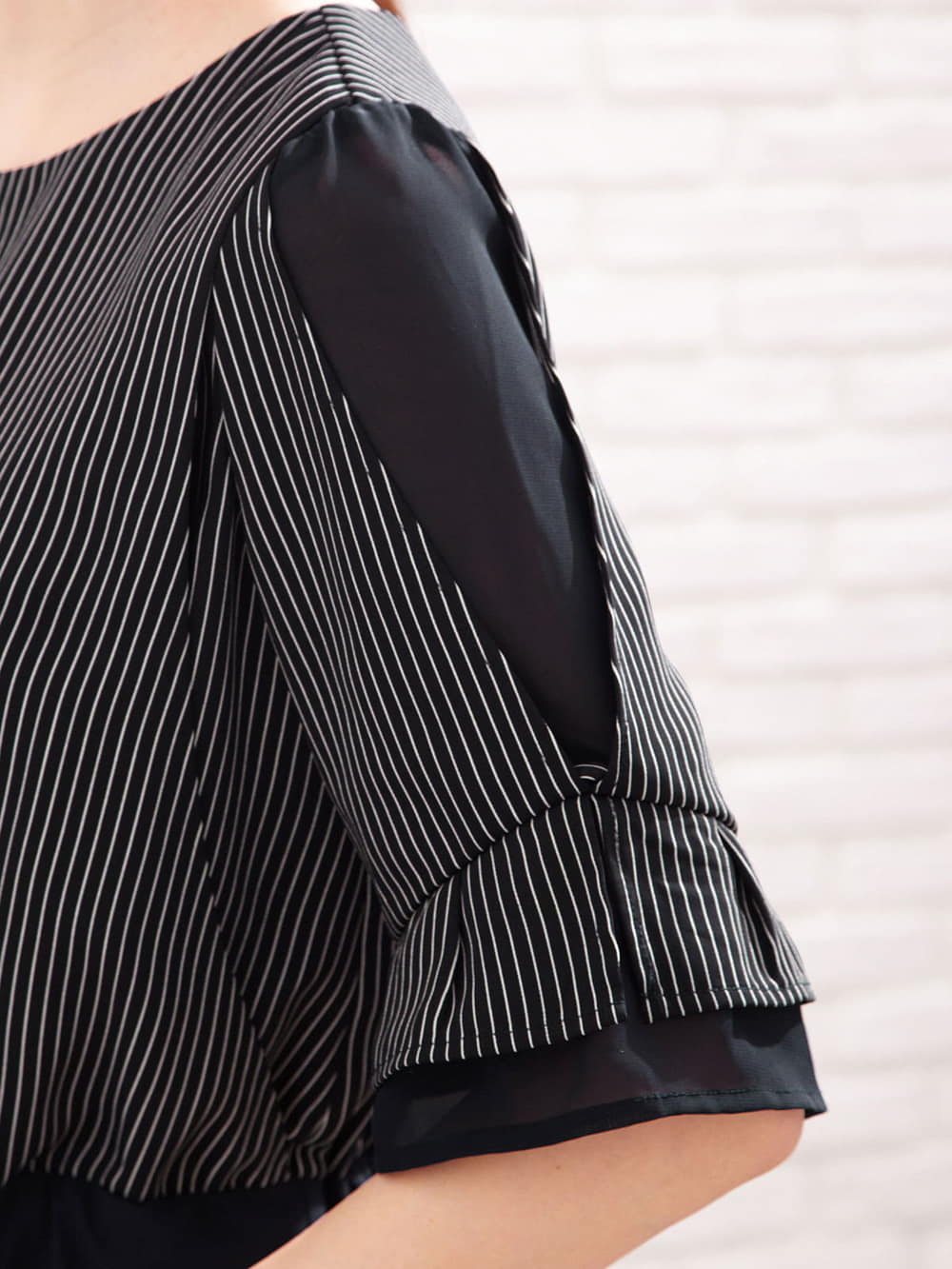 マタニティ ワンピース|【マタニティ・授乳服】LOVE MIC（ラブミック）接触冷感ひんやりウォッシャブル　袖シフォンワンピース【出産後も長く使える】