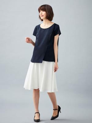 マタニティ トップス|LOVE MIC（ラブミック）ウォッシャブル　リネンライクラップトップス　マタニティ・授乳服【出産後も長く使える】|ネイビー