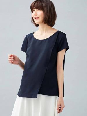 マタニティ トップス|LOVE MIC（ラブミック）ウォッシャブル　リネンライクラップトップス　マタニティ・授乳服【出産後も長く使える】|ネイビー