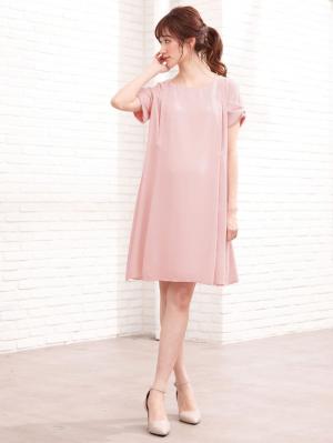 マタニティ ワンピース|LOVE MIC（ラブミック）梨地ジョーゼット　袖リボンワンピース　マタニティ・授乳服【出産後も長く使える】|ピンク