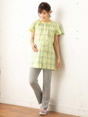 マタニティ パジャマ・ルームウェア|（MAMMY　LUNA）【授乳しやすい】マドラスチェックパジャマ|グリーン