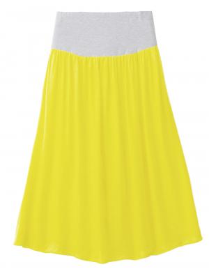 マタニティ スカート|【産前産後対応】ヴィンテージサテン ギャザーロングスカート【出産後も長く使える】|イエロー