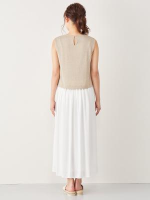 マタニティ ワンピース|異素材ロングワンピース　マタニティ・授乳服【出産後も長く使える】