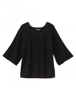 綿混片畦編みフレアスリーブニット 22521