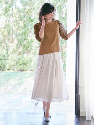 マタニティ トップス|【マタニティ・授乳服】レーススリーブブラウス【出産後も長く使える】