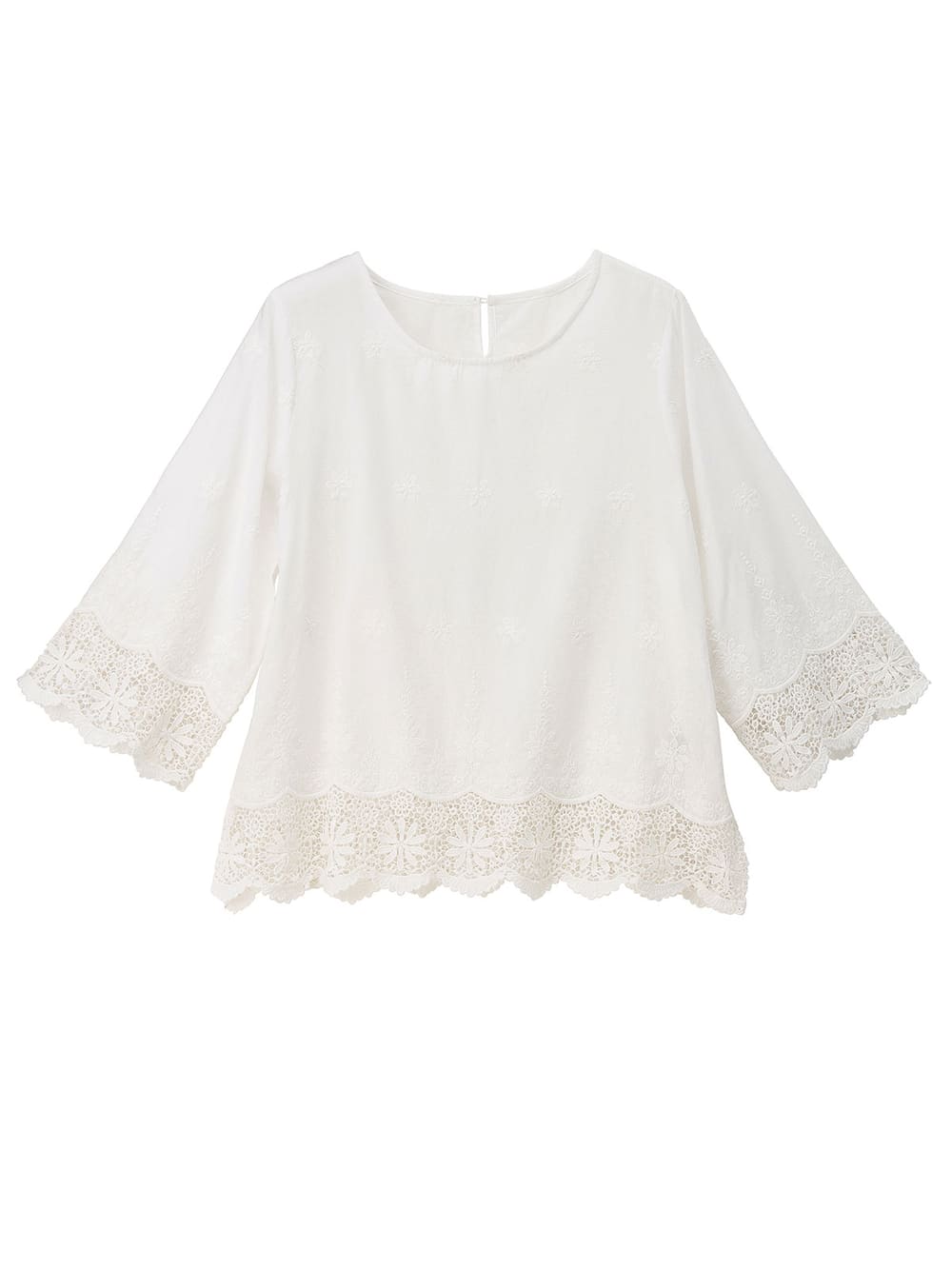 マタニティ トップス|スカラップ刺繍ベルスリーブブラウス マタニティ・授乳服【出産後も長く使える】|オフ