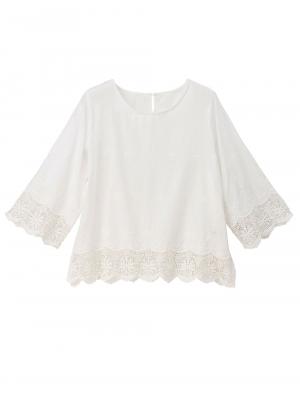 マタニティ トップス|スカラップ刺繍ベルスリーブブラウス マタニティ・授乳服【出産後も長く使える】|オフ