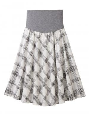 マタニティ スカート|【マタニティ・授乳服】【産前産後対応】リネン混チェックギャザーフレアスカート【出産後も長く使える】|オフ