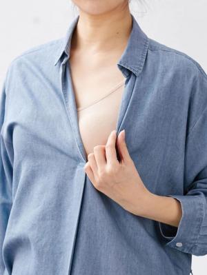 マタニティ ワンピース|コットンテンセルデニム スキッパーシャツワンピース　マタニティ・授乳服